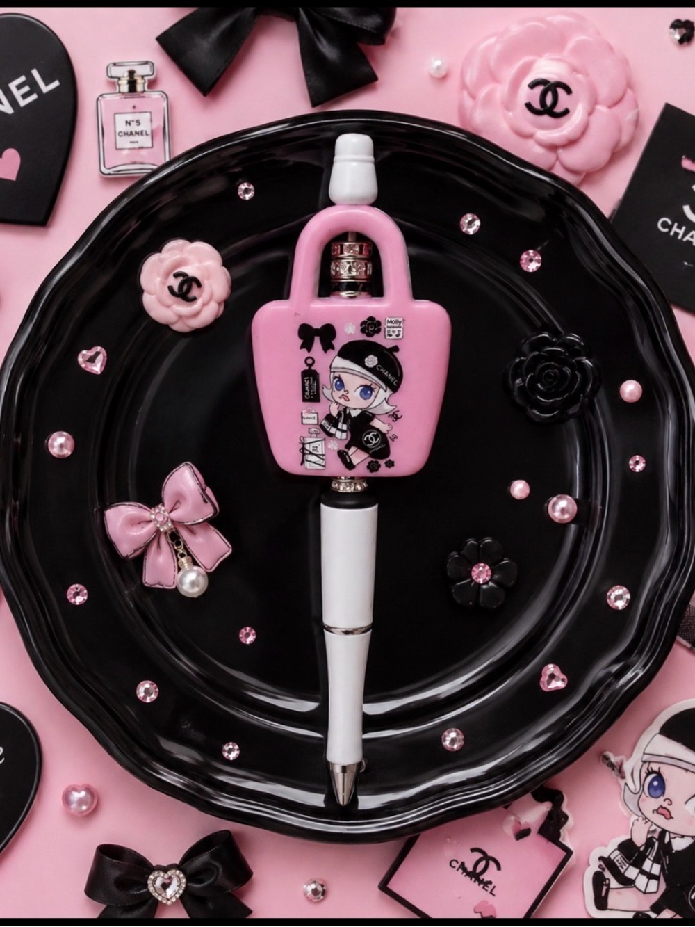 Handmade Inspired Pink Novelty Lock-Handle Ballpoint Pen